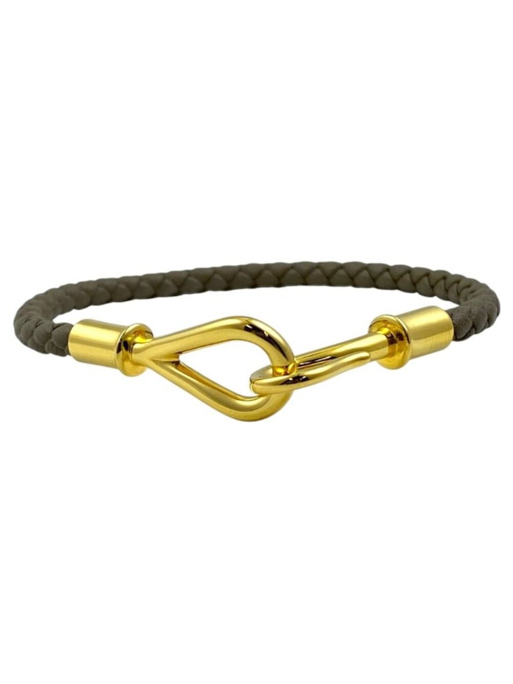 Hermes Jumbo Bracelet Leather Metal Etoupe Gold